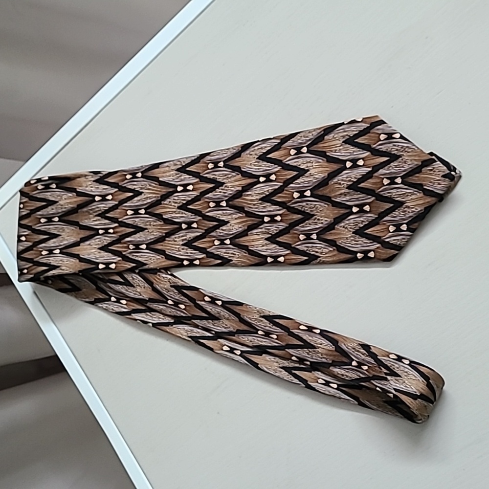 Nino Mori Black and Brown 100%  Silk Men’s Tie